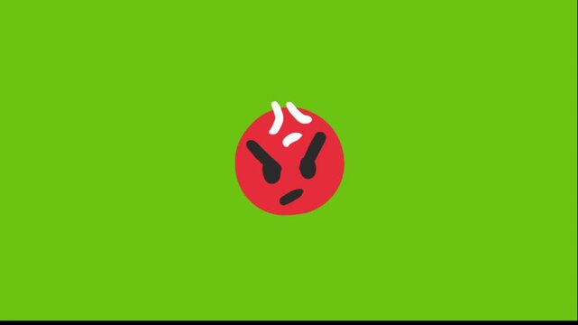 Angry face emojis on green screen motion graphics digital animation emoticon expressions