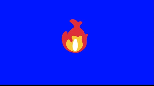 Animated flames on blue background for motion graphics and video projects