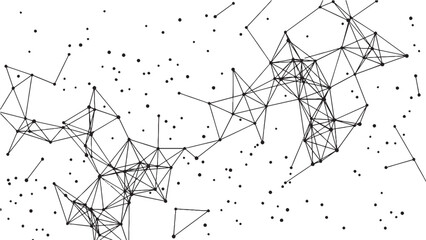 Abstract triangulated network constellation map with node points and geometric mesh for data visualization science and technology design © Abdul