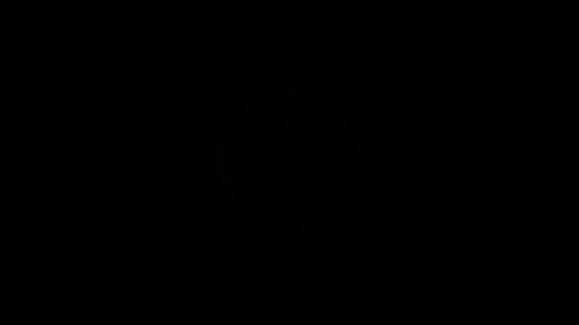 modern white info icon fade animation black background