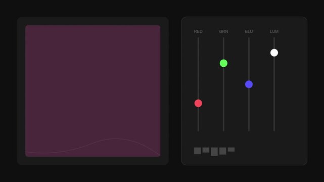 professional color grading panel ui animation