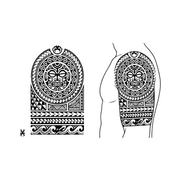 Tribal Tattoo Design Vector Illustration in Black Ink Style