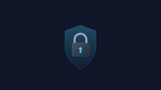 secure cyber security lock shield animation