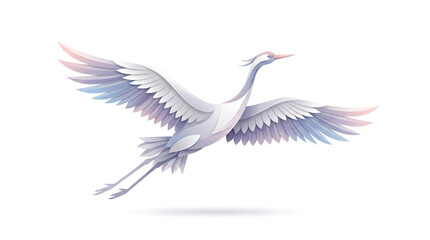 Naklejka premium Modern Vector Logo of Geometric Crane in Soaring Flight with Zen Gradient Layers on White Background