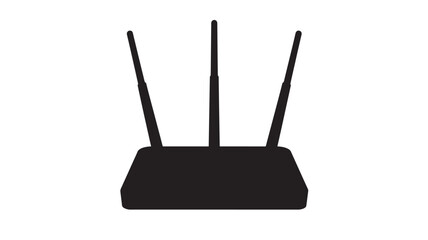 Fototapeta premium Pure Black Silhouette of Wireless WiFi Router with Three Antennas