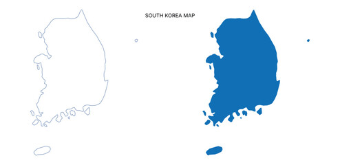 South korea country map silhouette outline graphic vector illustration design isolated flat modern national territory geography atlas © Rashida