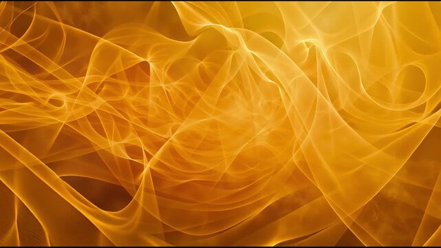 An abstract golden background with soft, smoky swirls and translucent light waves that resemble fire and fog.