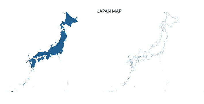 Japan national country map outline silhouette graphic vector illustration isolated modern flat design territory geography atlas cartography