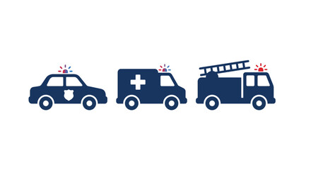 emergency vehicle icons set police car ambulance and fire truck © Sonjita
