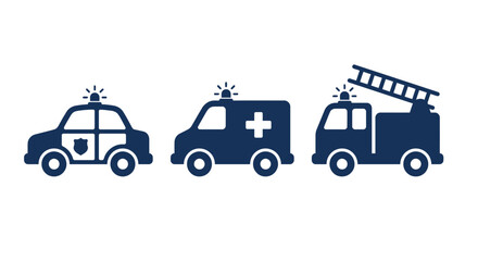 emergency vehicle icons set police car ambulance and fire truck © Sonjita