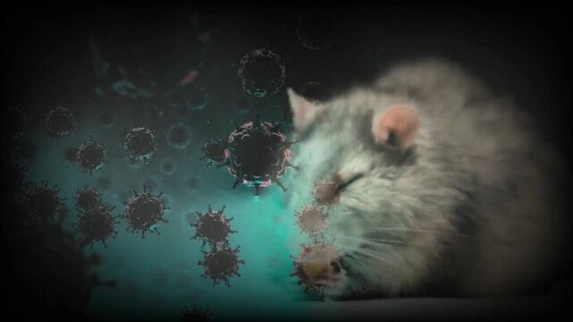 Hantavirus Pulmonary Syndrome Outbreak Concept. Microscopic Virus Attacking Lungs in Rodent Host Concept.