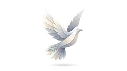 Fototapeta premium Modern Vector Logo of Geometric Dove in Ascending Flight with Peace Gradient Layers on White Background