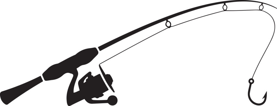 Fishing rod icon. logo Vector Black silhouettes