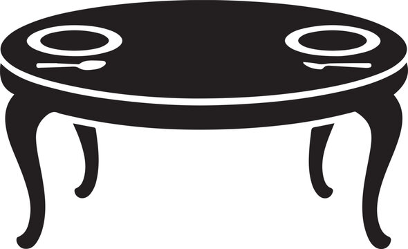dinner table icon. logo Vector Black silhouettes