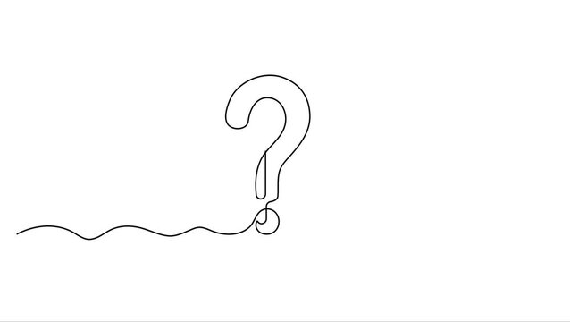 Animated self drawing Continuous line drawing Question mark, line art, minimalist design, symbol, icon