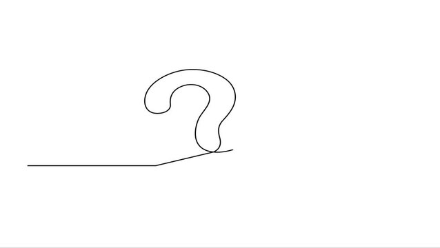 Animated self drawing Continuous line drawing Minimalist question mark, simple line drawing, symbol, icon, illustration