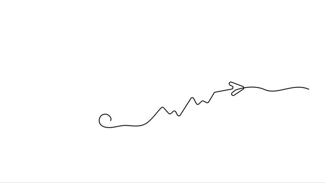 Animated self drawing Continuous line drawing Minimalist arrow line, simple direction pointer, abstract navigation symbol, directional icon