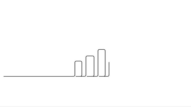 Animated self drawing Continuous line drawing Minimalist bar chart, simple graph, business data, statistics icon