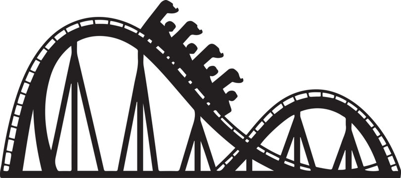 amusement park roller coaster icon. logo Vector Black silhouettes