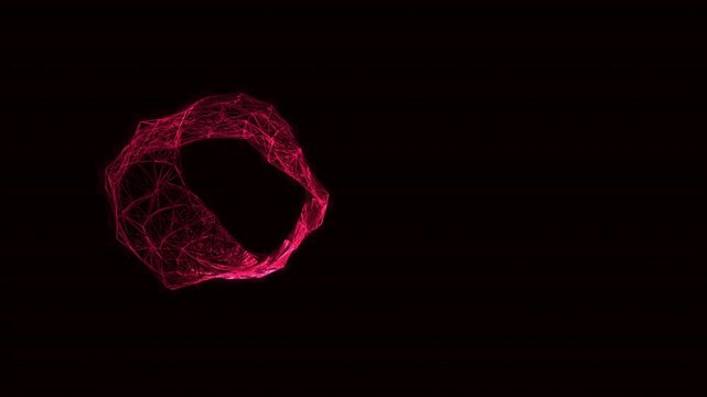 Klein bottle neon fluid morphing abstract seamless loop on dark background. Breathing lighting. Left offset composition. Generative code art.