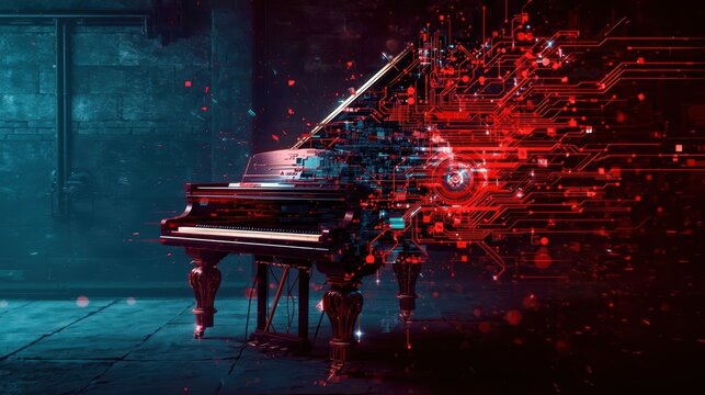 piano and music notes