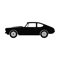 Obraz premium Minimal black classic car silhouette vector icon isolated on white background
