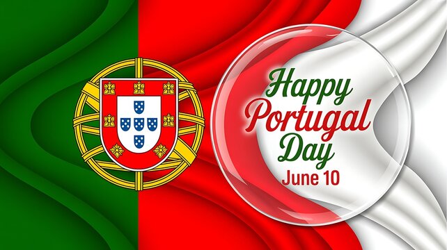 Happy portugal day june 10 celebration with national flag