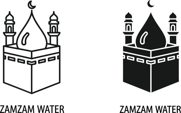 Islamic kaaba with zamzam water illustration