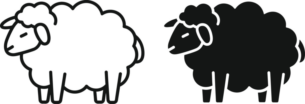 Two cartoon sheep standing side by side