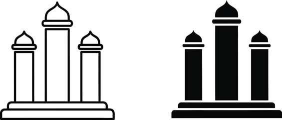 Minimalist architectural pillars with domes © Muslim