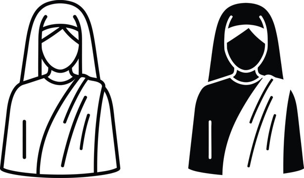 Two women wearing hijabs with draped robes