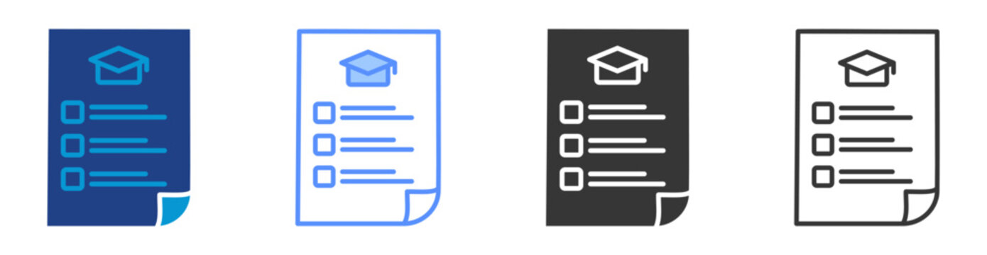 Curriculum icon set multiple style collection	
