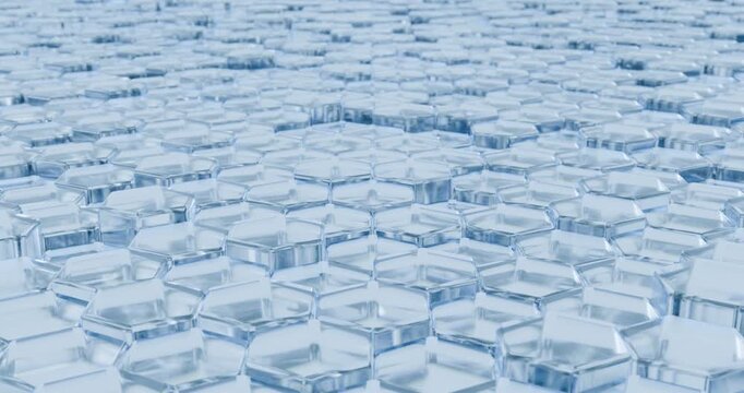 glass surface made of moving hexagons, abstract loop animation