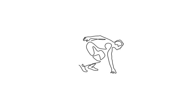 Animated self drawing of continuous line draw of Athletes in Motion A Continuous Line Drawing.    Full length one line animation. 4K