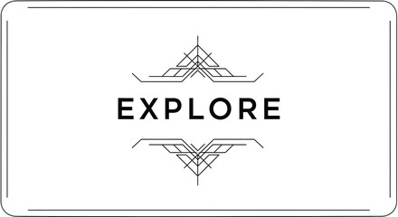 Explore word with art deco geometric ornament on white background © Alis