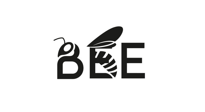 Bee Logo Design - Insect Letter B with Stripes and Wings