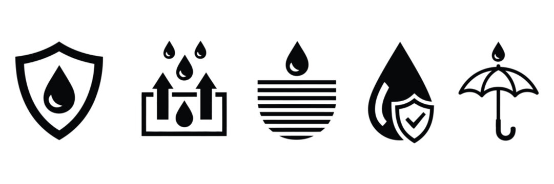 Waterproof symbol sign icon vector illustration isolated waterproof protection label design, water resistance badge marking concept, durable equipment safety indicator graphic, moisture proof product 