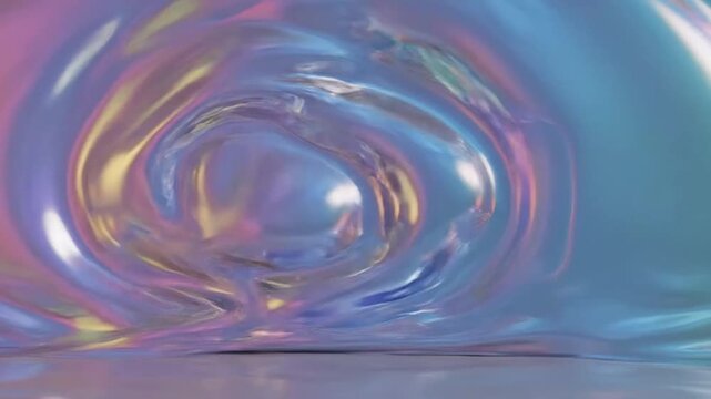 Abstract liquid metal surface with a rectangular frame morphing into rippling waves in slow motion cinematic 4k video sequence