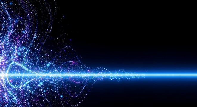 Abstract audio waveform visualization with futuristic digital signal technology