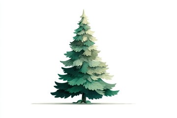 Obraz premium Soft-shaded digital illustration of a conical evergreen tree with layered branches