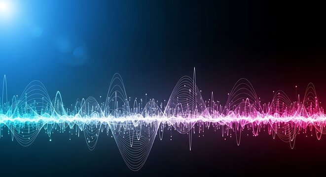 Colorful audio waveform visualization on futuristic digital background