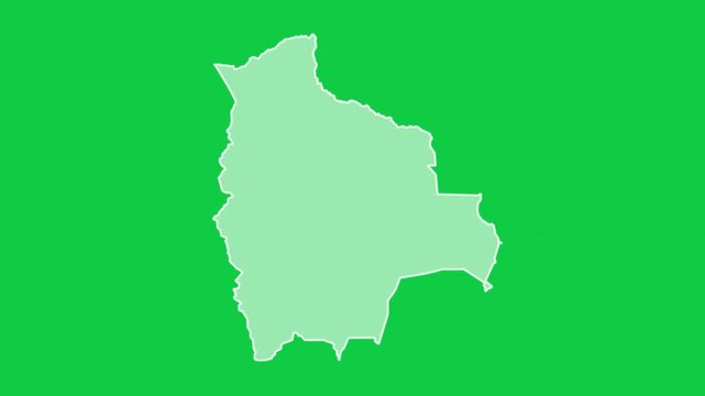 Bolivia map glow trace outline animation green background