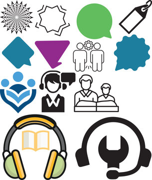 Modern Line and Flat Business Technology Icon Set Collection Vector