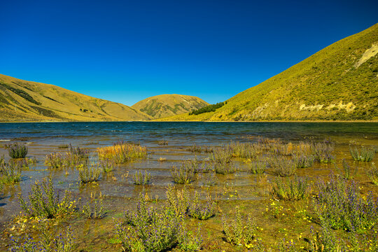 Lake pearson landscape showing hills and clear sky