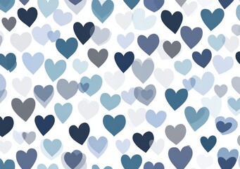 Fototapeta premium Abstract Blue Hearts Seamless Pattern Background