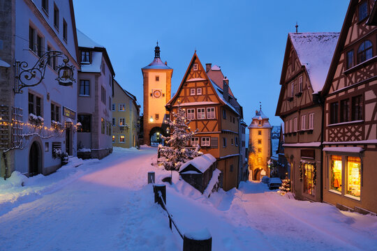 Germany, Bavaria, View of Sieber tower and Kobolzeller tower during winter