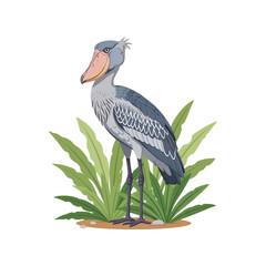 Obraz premium A detailed illustration of a large grey bird standing in grass
