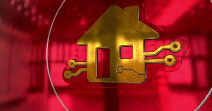 Smart home symbol 3d spectacular metal abstract concept animation
