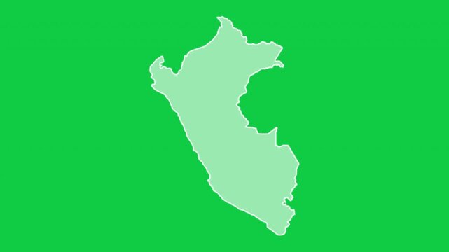 Peru map glow trace outline animation green background