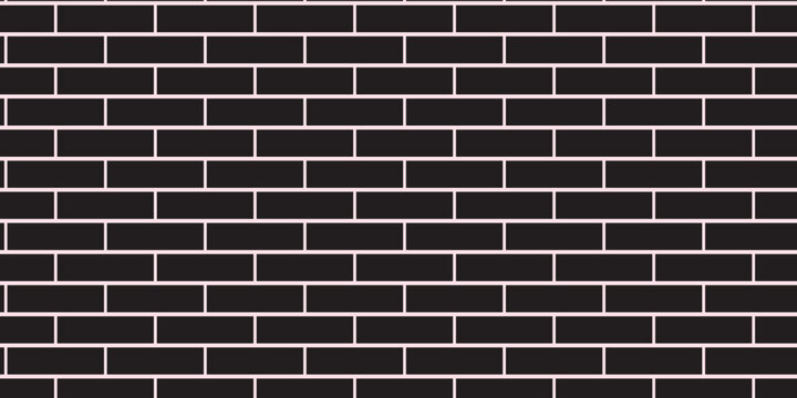 black brick wall texture, seamless cladding pattern for interior decoration, kitchen backsplash, plastic panel, building outdoor design. Abstract minimal background, vector